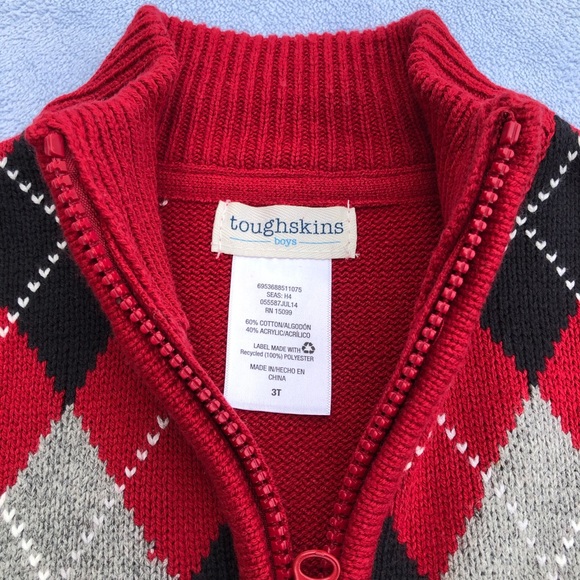 Thoughskins Boys Argyle Quarter Zip Sweater - Picture 6 of 6